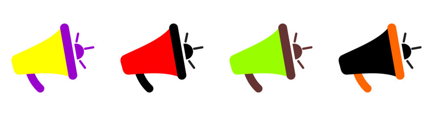 Megaphones icons set. Megaphone icon vector logo design emplate. loudspeaker icon vector. Voice sound speech logo silhouette sign. Set of simple megaphone line icons. Vector illustration