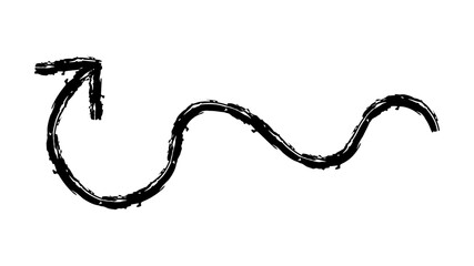 Hand drawn crayon chalk charcoal line arrows set. curvy and wavy arrows isolated on white. Group of squiggles and scribbles strokes. Elements for diagrams. doodle marker