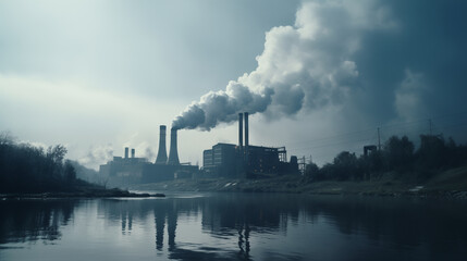 smoke coming out of a power station polluting the air