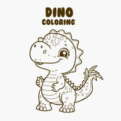 Cute dinosaur cartoon characters vector illustration. For kids coloring book. line art for coloring page