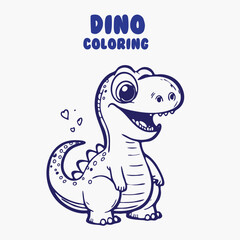 Obraz premium Cute dinosaur of tyrannosaurus cartoon characters vector illustration. For kids coloring book. line art for coloring page