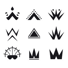 Crown icon set. Collection of crown silhouette