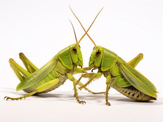 two grasshoppers facing each other