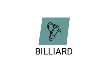 billiard sport vector line icon. playing billiard. sport pictogram, vector illustration.