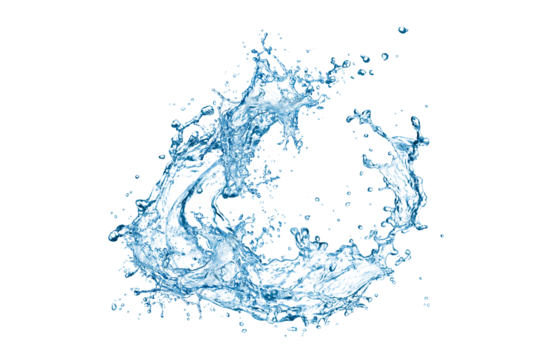 water splash isolated on white background,Water splashes and drops isolated on transparent background. Abstract background with blue water wave,png