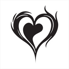 Heart tattoo design flames and fire, heart and love symbols, gothic tattoos and print templates