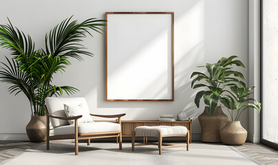 Frame mockup, Modern interior design, Generative AI