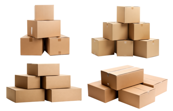 Set of cardboard boxes, cut out
