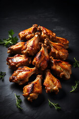 grilled meat on the grill ,grilled chicken wings , grilled pork ribs 