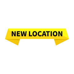 New Location Text In Yellow Rectangle Ribbon Shape For Information Announcement Business Marketing Social Media
