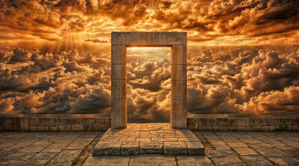 Majestic Stone Gateway to Sunset Skies