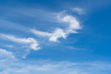 Blue Sky with White Clouds, Sunny Cloudy Sky Texture Background, Fluffy Clouds Pattern, Sunny Cumulus