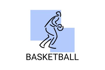 Basketball sport vector line icon. sport pictogram, vector illustration.
