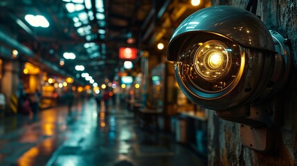A security camera capturing the moment a user's location is authenticated, emphasizing the role of surveillance and technology in the validation of digital access points.