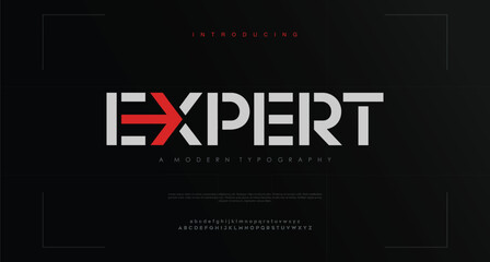 Expert, sport modern urban alphabet fonts typography abstract technology digital future creative logo design font
