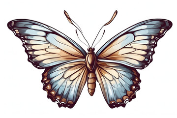 Fototapeta premium Front view of isolated colorful butterfly illustration on white background