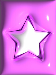 A 3D inflated white star - pink background