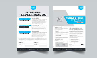 Nonprofit Event Sponsorship Levels Fundraising Flyers design layout template - obrazy, fototapety, plakaty