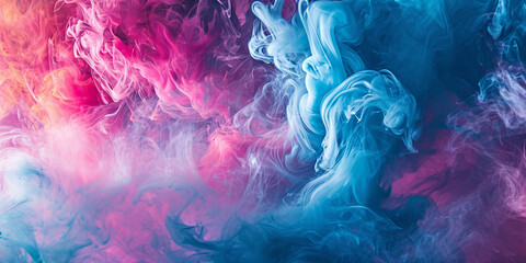Abstract smoke isolated on black background Fantasy fractal texture Digital art, Ink in water. colorful background. contrast fume cloud. soft steam texture. glowing neon blue magenta pink glitter 
