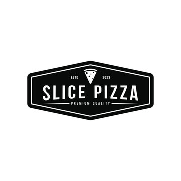 Slice pizza logo design vintage retro stamp label	