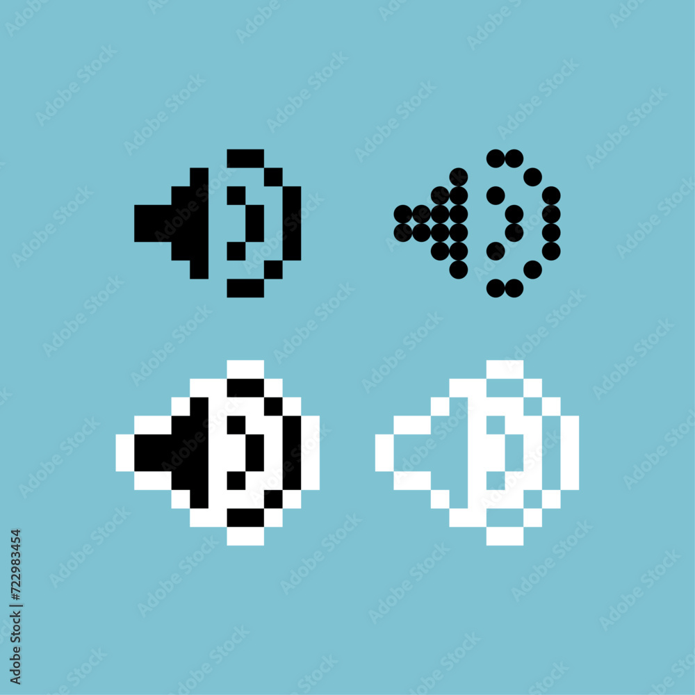 Poster pixel art outline sets icon of sound mic variation color. sound icon on pixelated style. 8bits perfe