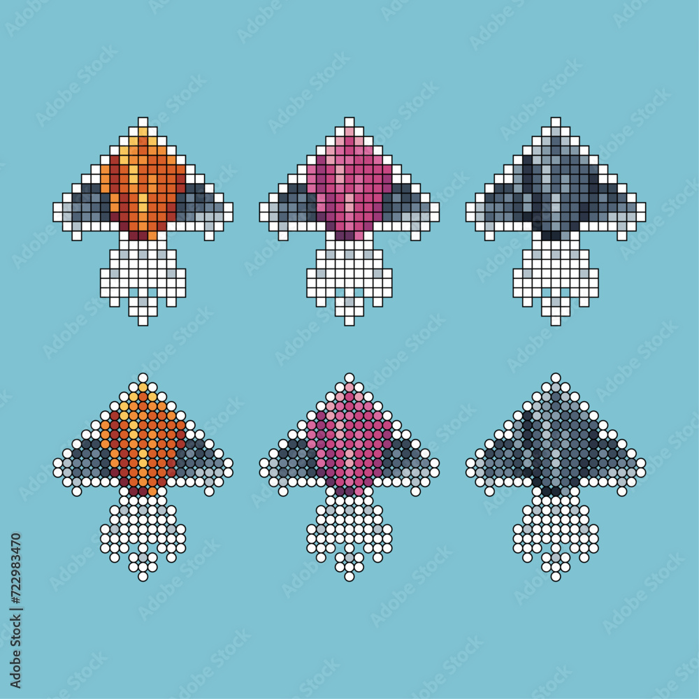 Poster pixel art stroke sets icon of plane variation color. plane icon on pixelated style. 8bits perfect fo
