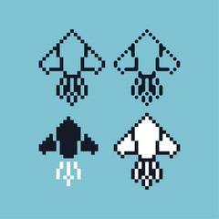 Pixel art outline sets icon of plane variation color. plane icon on pixelated style. 8bits perfect for game asset or design asset element for your game design. Simple pixel art icon asset.