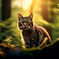 Obraz premium portrait of a cat in forest, World Wildlife Day