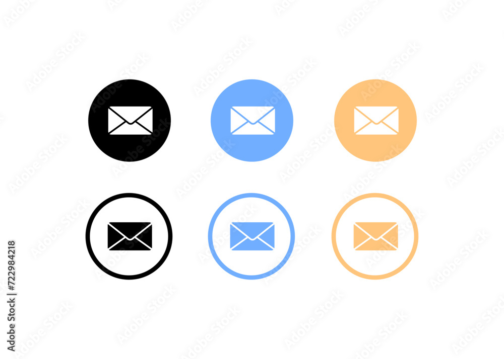 Poster set of letters icons. message button. flat style. vector icon