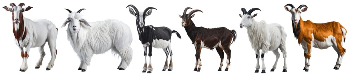 Different Type Goats Breeds Standing