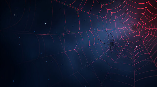 Spider web blue and red background	
