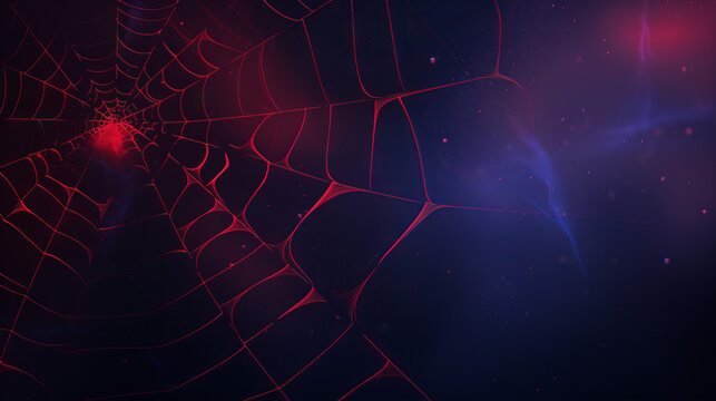 Spider web blue and red background	
