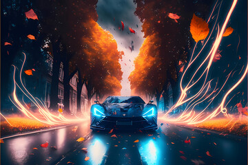 photo sports car wallpaper lightning falling speed concept