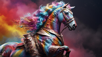 A fantasy horse in rainbow colors