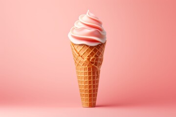 Ice cream waffle cone on a pink background