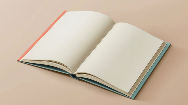 Antique open book with blank pages ready for text or image insertion, ideal for mockups and vintage designs.