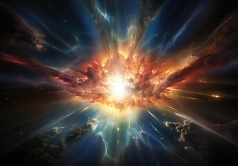 Glowing Nebula of Cosmic Energy: Abstract Explosion in the Infinite Universe