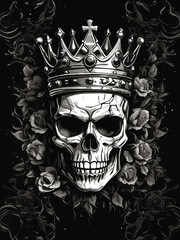 Crowned king skull illustration