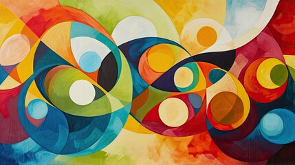 Abstract background with colorful circles, watercolor painting