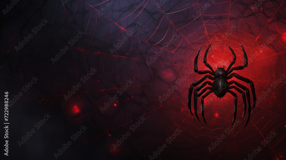 Wall mural spider web blue and red background generated with ai