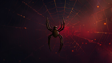 Naklejka premium Spider web blue and red background generated with ai 