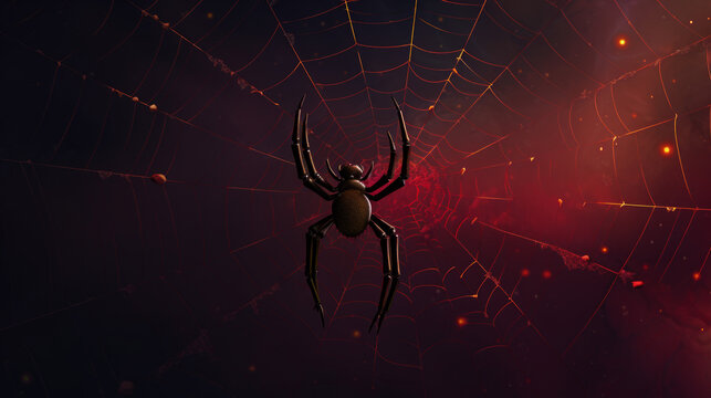 Spider web blue and red background generated with ai	
