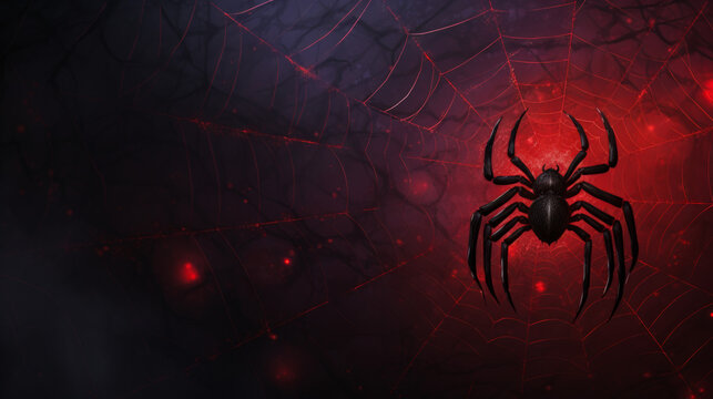 Spider web blue and red background generated with ai	
