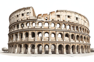 Close-up front view of aesthetic Colosseum illustration