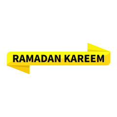 Ramadan Kareem Text In Yellow Ribbon Rectangle Shape For Announcement Information Business Marketing Social Media
