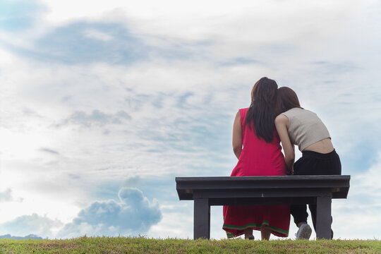 lgbtq couple sitting and talking openly and happily together demonstrate right and freedom lgbtq couples love each other. lgbtq couple having fun together in country where homosexuality not prohibited