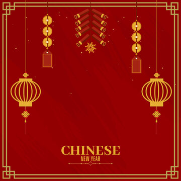 vector flat chinese new year photocall template
