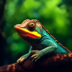 Obraz premium Chameleon in forest, World Wildlife Day