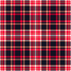 Plaid seamless pattern in red. Check fabric texture. Vector textile print.