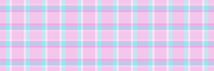 Single plaid background fabric, quiet vector check tartan. 60s pattern textile texture seamless in light and cyan colors.
